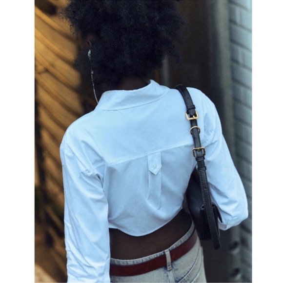 🦋 Bloggers’ Favorite 🦋 ZARA BELTED CROPPED GABARDINE SHIRT ZW COLLECTION SZ M - Picture 3 of 13